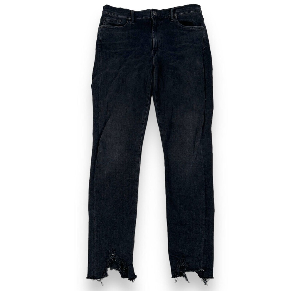 Agolde Sophie Jeans Womens 29 Black Denim Dark Wash Frayed Cropped Ankle Stretch